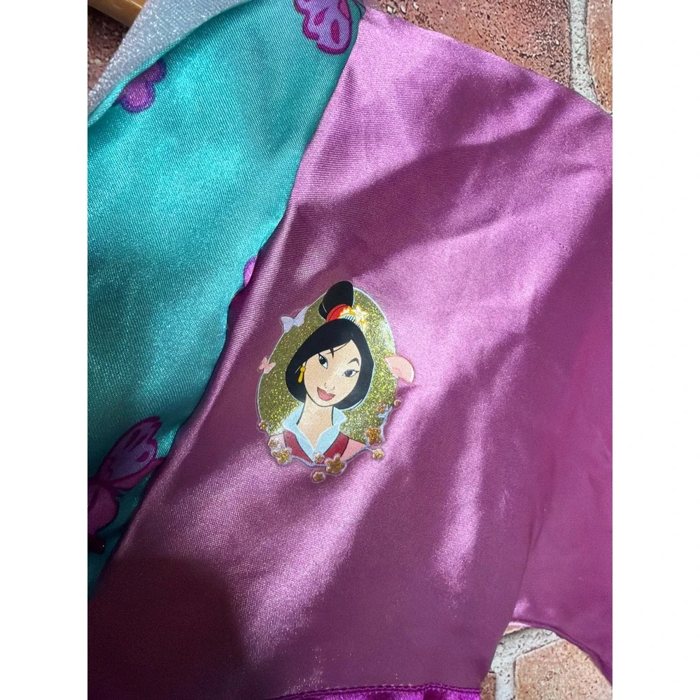 Disney Store Mulan Costume‎ Dress Kids 6/6X Purple Teal Butterfly Satin Dress Up